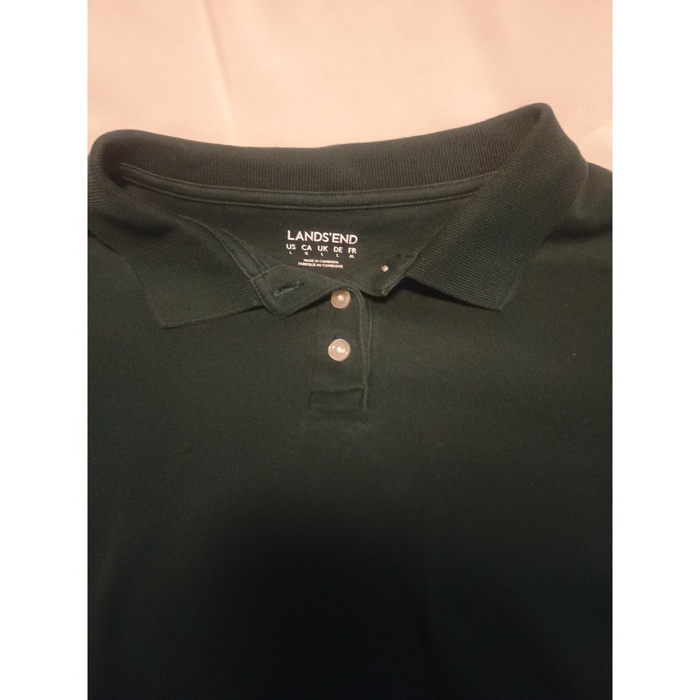 Lands' End Rugby Polo Shirt Men XL Colorblock Long Sleeve Dark Green. New - Picture 2 of 3